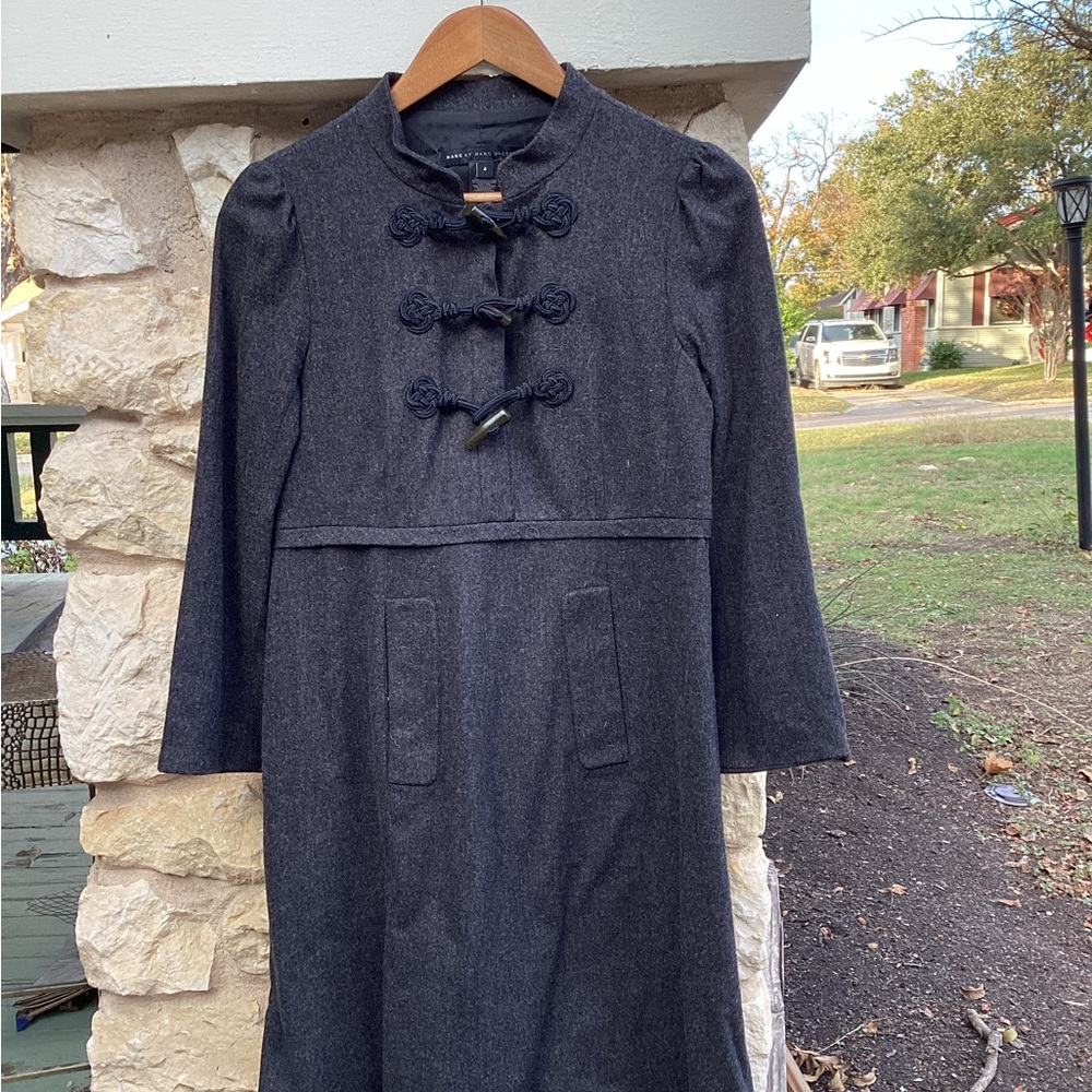 Marc By Marc Jacobs Gray A-Line Long Sleeve Dress with Mock Neck for Work